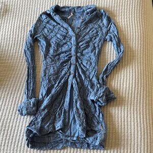 Blue Women's Button-Up Dress